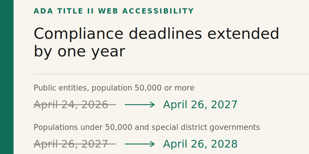 ADA Compliance deadline extended